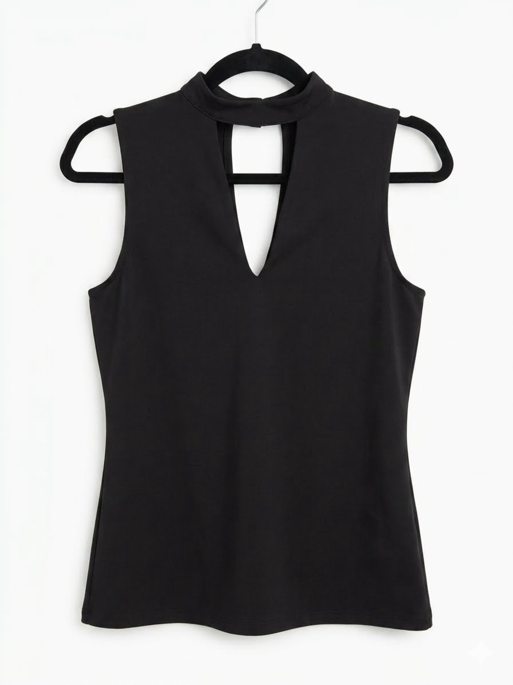 Dynamite Black High Neck Keyhole Cutout Sleeveless Top Blouse Small